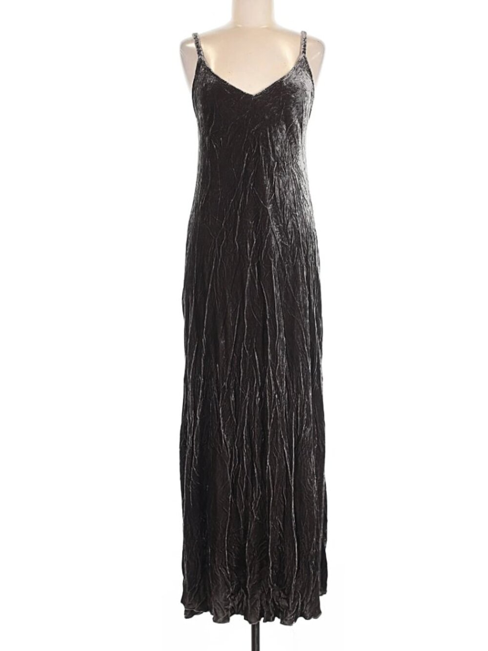 Johnny Was Black Metallic Glitter Crushed Velvet Maxi Slip Dress Size Medium
